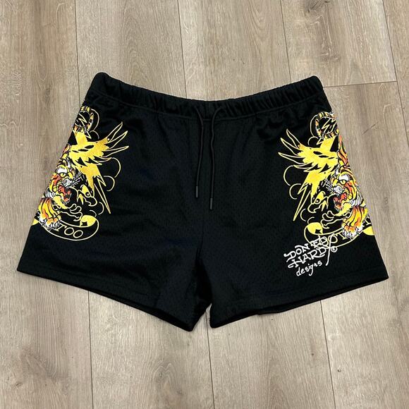 Ed Hardy Other - Ed Hardy Crawling Tigers black mesh shorts size Large L B24